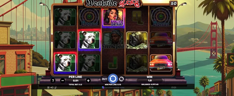 Westside Glory base game showing Countdown Wild symbols during the respin feature.