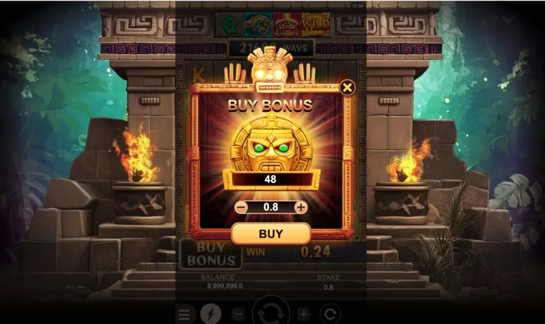 Aztec Fortune Megaways Buy Bonus feature showing the 60x bet purchase option