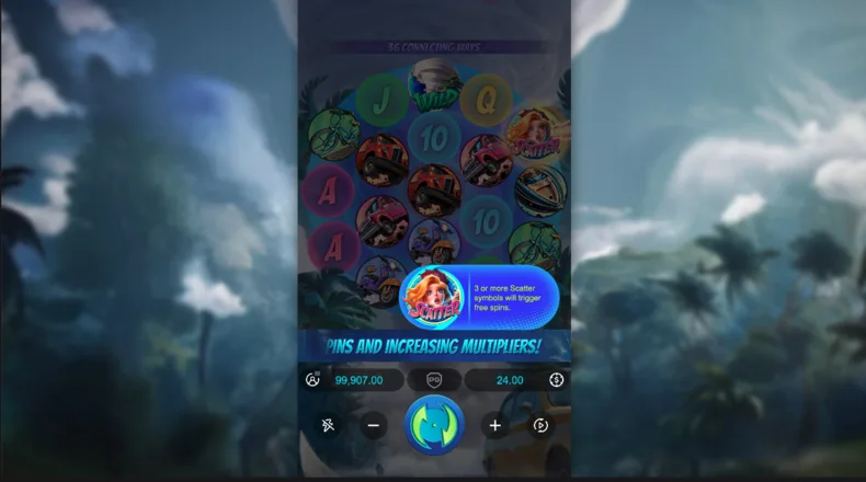 Three Scatter symbols triggering the Free Spins feature in Tornado Rampage.