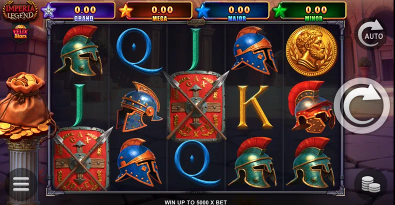 Imperia Legend base game with Helmet, Coin and Scatter symbols