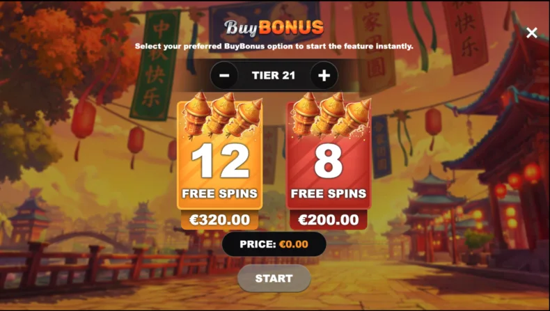Buy Bonus menu offering either 8 or 12 Free Spins in Moonburst Express.