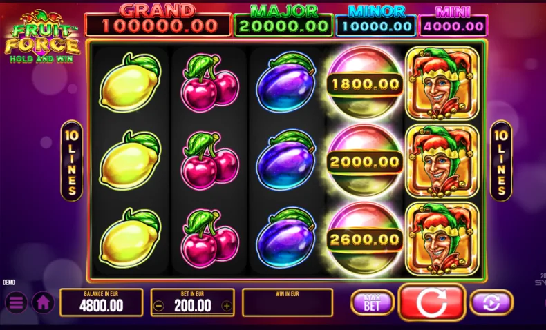 Bonus symbols and Wild symbol during the Fruit Force base game