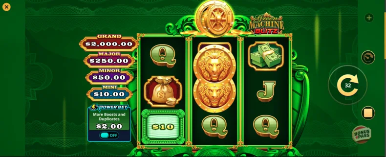 Green Machine Blitz with duplicated Collect symbols expanding across the middle reel before the LootLink Bonus