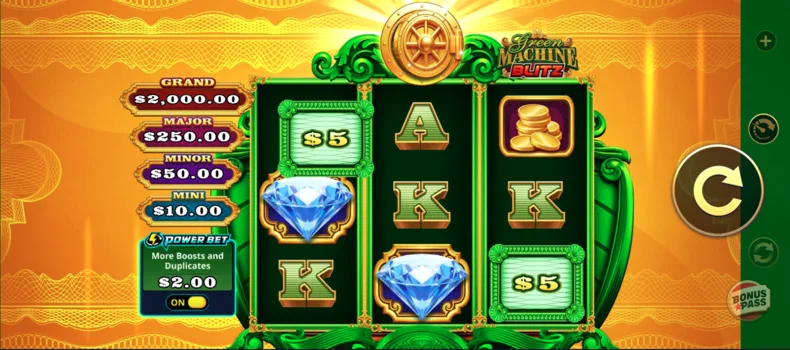 Green Machine Blitz Power Bet feature activated
