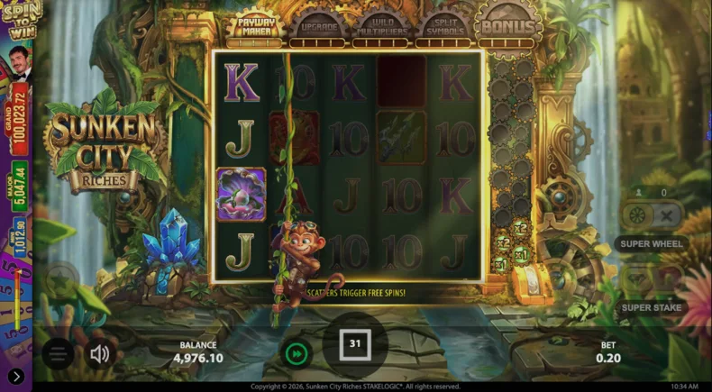 Payway Maker feature activated in Sunken City Riches