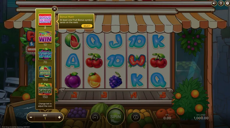 Fruit Shop Grand Re-Opening Elevate Feature options