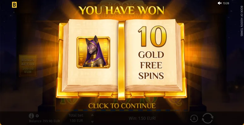 Book of Hidden Tombs Free Spins award