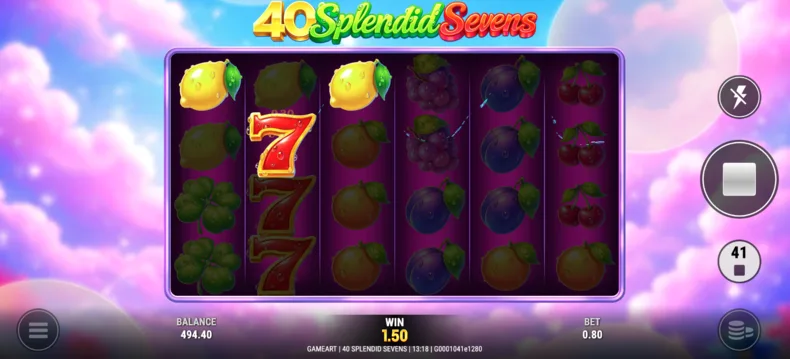 40 Splendid Sevens gameplay with classic fruit symbols