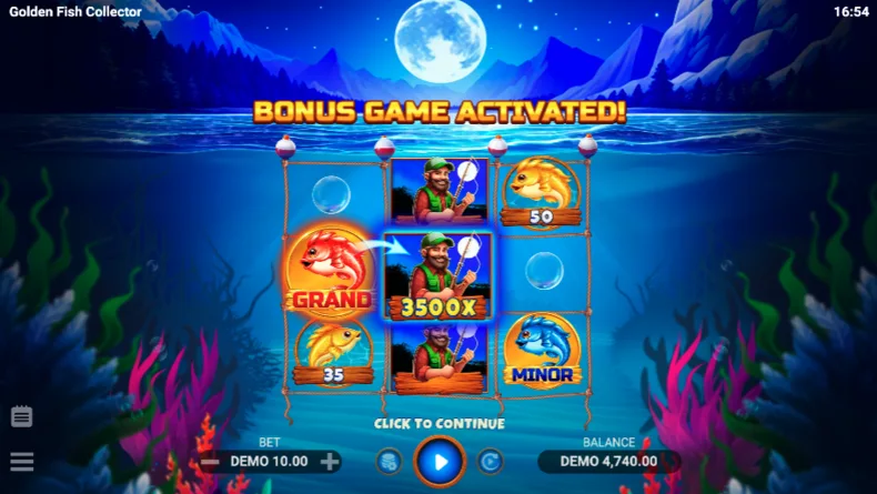 Golden Fish Collector Bonus Game activation