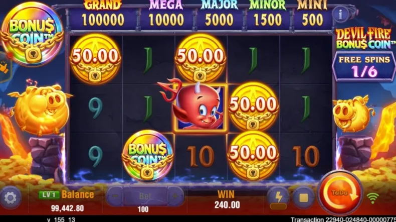 Devil Fire Bonu$ Coin Base Gameplay Bonus Coin