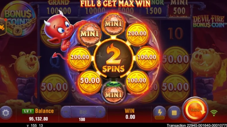 Devil Fire Bonu$ Coin Hold n Spin Bonus