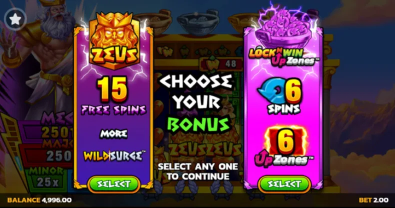 Alpha Gods Zeus 2 Bonus Choice