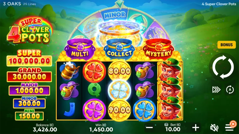 4 Super Clover Pots Bonus Symbols