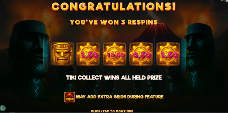 3 Wonders Sacred Moai Hold & Respin Feature