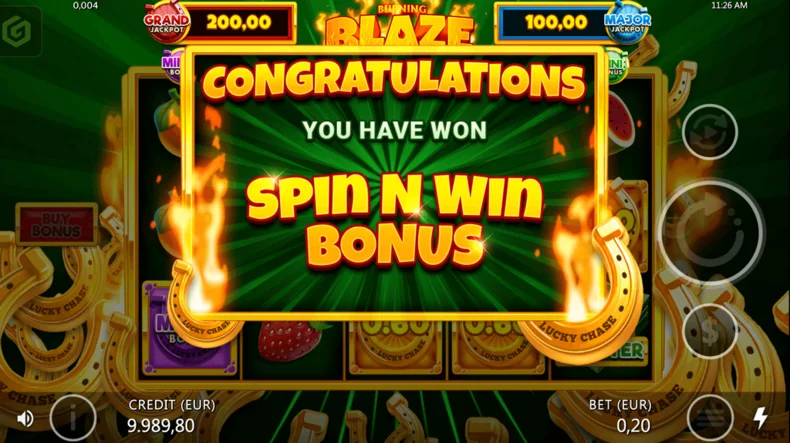 Burning Blaze Lucky Chase Hold & Spin Bonus Trigger