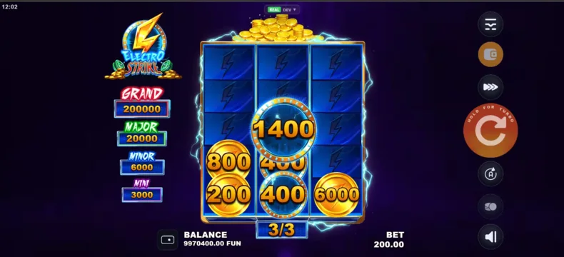 Electro Strike Bonus Game, Bonus Coins
