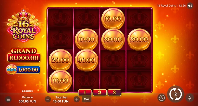 16 Royal Coins Hold & Win Bonus Game