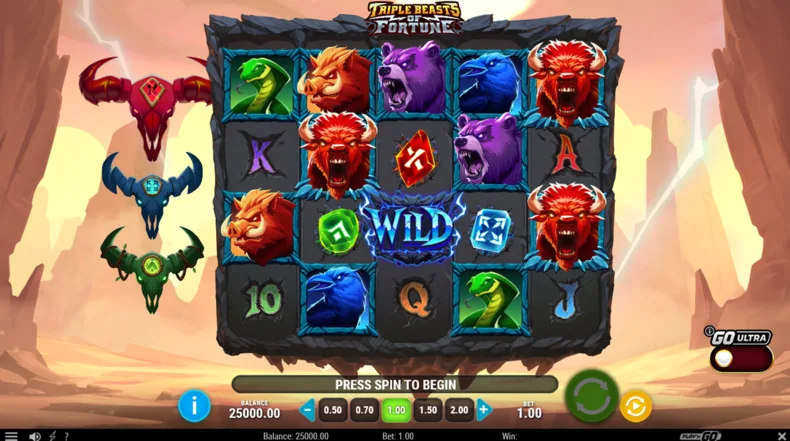 Triple Beasts of Fortune Base Gameplay